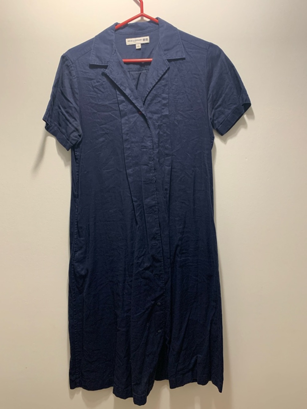 Navy Button-Front Shirt Dress